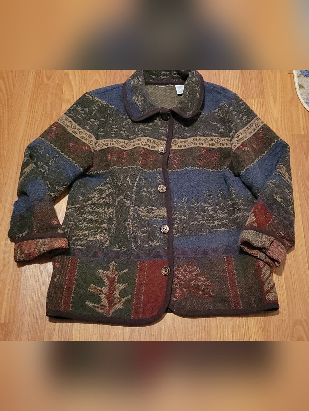 Vintage 90s Scenic Tapestry Landscape Jacket Cabincore Cottagecore Size Small